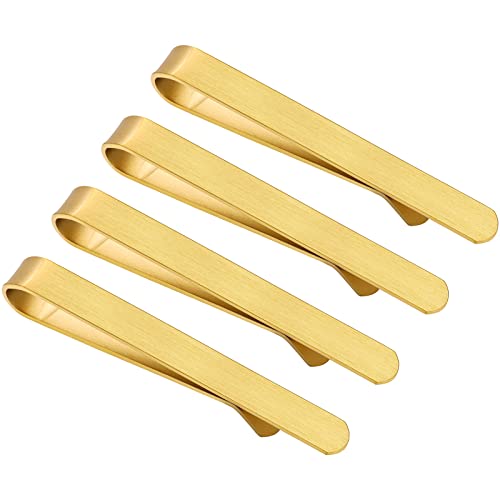 2.2/2.5 Inch Tie Clips for Men in Gift Box, Tie Bar Clip Set for Mens Regular Tie or Traditional Tie, Birthday Anniversary Christmas Gift - size: 2.5 Inch, style: 4PCS-Gold Brushed