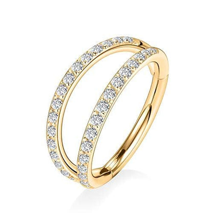 AROWRO Conch Piercing Jewelry Nose Rings Hoops Septum Cartilage Helix Rook | Surgical Steel Gold Silver Cartilage Earrings for Women Tragus Helix Piercing Jewelry 16G 18G 20G With Cubic Zirconia Opal - color: Gold-D1 Clear CZ, size: 18G(1.0mm)-6mm