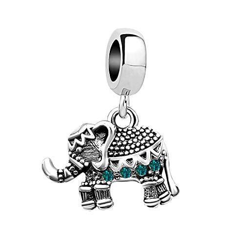KunBead Elephant Birthstone Dangle Bead Birthday Charms Compatible with Pandora Bracelet for Women - color: December