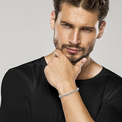 Miabella Italian Thick 925 Sterling Silver Cuban Link Chain Bracelet Men | 3.2mm, 5mm, 7mm, Solid Curb, Fine Jewelry, Made in Italy - size: 7mm