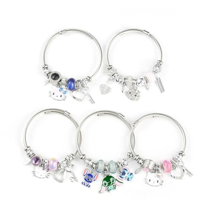 YouLuo Cute Necklace Charm Bracelet Set,Personalized Jewelry Gift for Women | Cute Charm Bracelet, Adjustable Stainless Steel Bracelet, Anime Cartoon Accessories Bracelets for Women Gift and Friendship - color: Pink