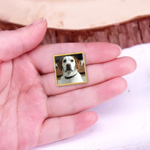 Custom Pins with Logo - Customized Buttons for men Women Customized pin - color: Square and Gold