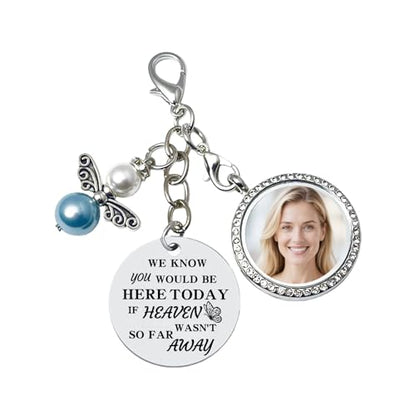 Memorial Wedding Bouquet Locket Charm DIY Photo Frame Guardian Angel Something Blue for Bride to be Bridal Gift On Wedding Day Remembrance Gifts