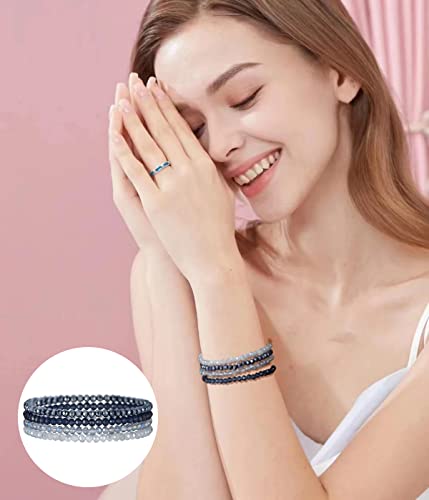 Noessla Beaded Boho Stretch Bracelet Colorful Stackable Crystal Beads Bracelets Trendy Costume Jewelry Mothers Day Gifts for Women - color: Dark blue
