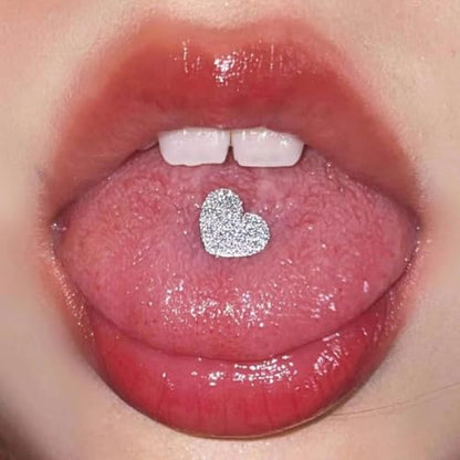 14G Stainless Steel Tongue Rings Straight Barbells Heart Shape Rose Shape Tongue Piercing Jewelry - color: Pack 1