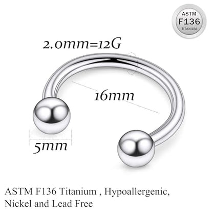 Ruifan 20G 18G 16G 14G 12G Horseshoe Nose Ring Titanium Septum Rings Piercing Jewelry Cartilage Conch Helix Rook Lip Tragus Earring Hoop Eyebrow Retainer For Women Men 6mm 8mm 10mm 12mm 14mm 16mm 19mm - size: Ball: 12G - 16MM