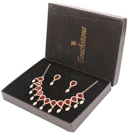 Touchstone Indian Bollywood Traditional Craftsmanship Mughal Designer Jewelry Wedding Necklace Set in Antique Gold Or White Tone for Women. - style: Ethnic