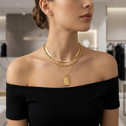 Unisex Celestial Gold Pendant Necklaces, Sun/Moon/Star/Angle Celestial Elements Unisex Choker Gold Lover Chains for Men and Women Jewelry - color: Layer - 3 Chains Set