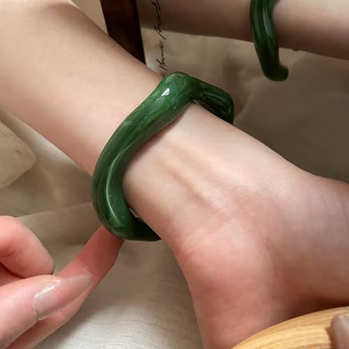 Acrylic Chunky Bangle Bracelets for Women Open Resin Bangles Fashions Irregular Geometric Cuff Wristband Bracelet Statement Jewelry
