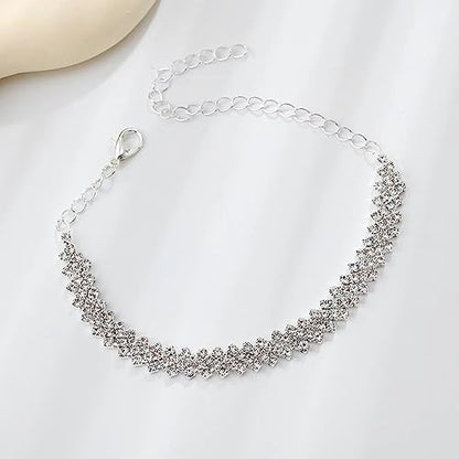 Sora Tuki Ankle Bracelets for Women Tennis Rhinestone Anklets for Women Butterfly Heart Star Cross Anklet Bracelet for Women Plus Size Anklet Bracelets for Big Ankle Beach Foot Jewelry - style: 1 - simple style