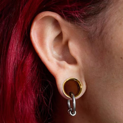 Pierced Owl - Gold Plated Stainless Steel Double Flared Tunnel Plug Earrings, Sold as a Pair - style: 3mm (8GA)
