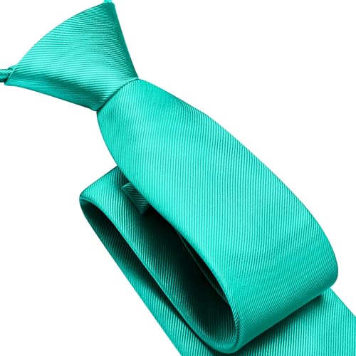 GUSLESON 3.15"（8cm） Mens Pre-tied Adjustable Zipper Tie Solid Necktie for Business and Wedding - color: Aqua