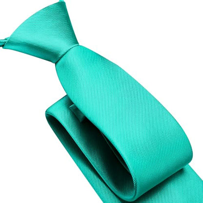 GUSLESON 3.15"（8cm） Mens Pre-tied Adjustable Zipper Tie Solid Necktie for Business and Wedding - color: Aqua