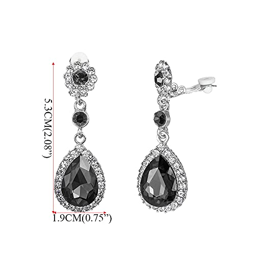 Gorgeous Austrian Crystal Rhinestone Wedding Bridal Teardrop Drop Dangle Earrings - color: Gray