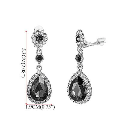 Gorgeous Austrian Crystal Rhinestone Wedding Bridal Teardrop Drop Dangle Earrings - color: Gray