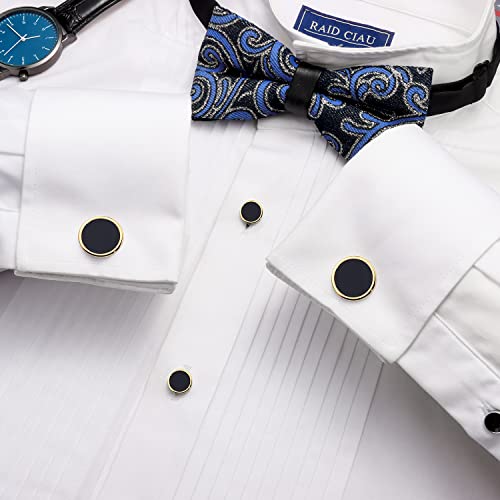 HAWSON Fashion Mother-of-Pearl Tuxedo Shirt Button and Cufflink Set, Specially Designed for Wedding Business - color: Gold Tone-Black Onxy