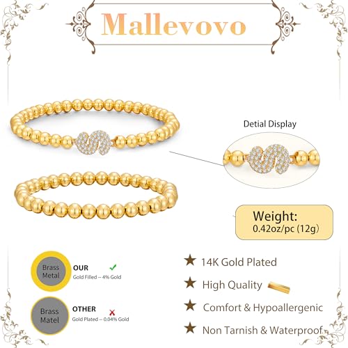 Initial Stack Bracelet Set for Women Trendy 14K Gold Plated Beaded Stackable Stacking Stretch Name Bracelets Dainty Friendship Waterproof Charm Cute Birthday Jewelry Gifts for Women - color: Initial S