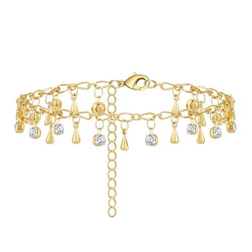 Ankle Bracelets for Women Charm Tissue Foot Chain Beach Jewelry | 14K Gold Plated Anklets for Women, Beach Jewelry for Women Beach Vacation Essentials Accessories Gifts