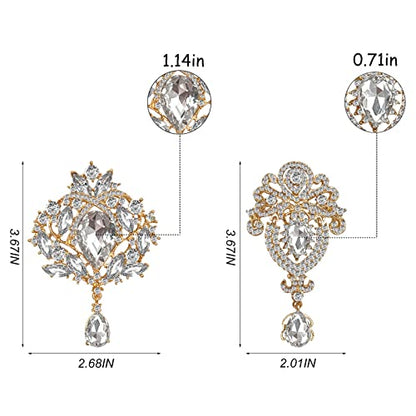 Yhsheen Rhinestone Brooches Crystal Brooch Pins, Pearl Crystal Wedding Bouquet kit Set (Gold-14pcs)… - color: Gold-14pcs