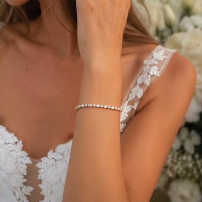 FANZE Gold Plated Cubic Zirconia Tennis Bracelets for Women Dainty Trendy Adjustable Bracelet Jewelry Gift for Ladies Wedding Mother Birthday Anniversary - style: Gold CZ bracelet