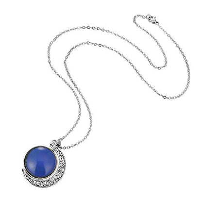 FM FM42 Temperature Sensing Color Changing Pendant Necklace with 19.29" Stainless Steel Rolo Chain - color: Rotatable Double-sided Moon
