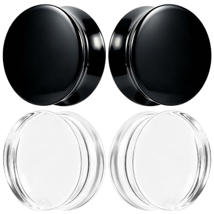 6G-50mm Acrylic Solid Gauges for Ear Tunnel Plugs Stretcher lightweight Plugs Clear Black Double Flared Flesh Tunnels Earrings for Women Men - color: Clear/Black:26mm = 1 1/32 inch