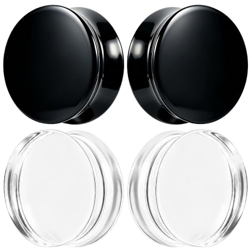 6G-50mm Acrylic Solid Gauges for Ear Tunnel Plugs Stretcher lightweight Plugs Clear Black Double Flared Flesh Tunnels Earrings for Women Men - color: Clear/Black:30mm = 1 3/16 inch = 1.18 inch