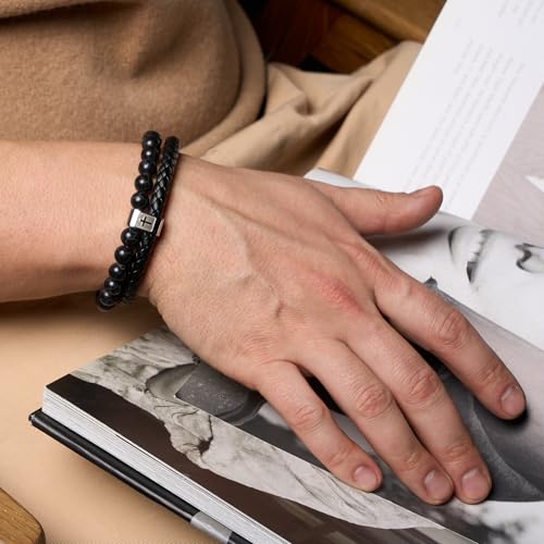 Cross Bracelet for Men - Genuine Leather Religious Bracelets | Stylish Christian Bracelet for Men - Perfect Faith Accessory | Mens Cross Bracelet - Christian Jewelry - style: Midnight