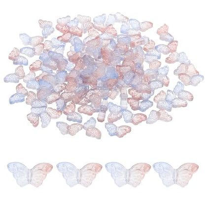 PATIKIL Butterfly Beads, 100Pcs Crystal Butterfly Beads Translucent Czech Glass Beads Spacer Bead for DIY Jewelry Making Bracelets Necklace - color: Red Blue