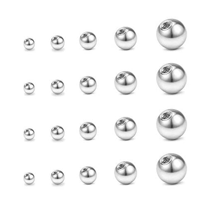 QWALIT 16gauge 14gauge Stainless Steel Replacement Balls for Lip Studs Labret Earrings Piercing Jewelry Septum Rings Externally Threaded Plastic Balls 3mm - 8mm - color: Set A1 - 16gauge(1.2mm) -3,4,5,6,8mm