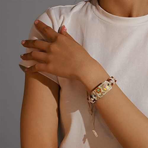 Leather Boho Bracelets Wrap Woven Bracelet Rope Peace Bracelets Jewelry for Women and Men