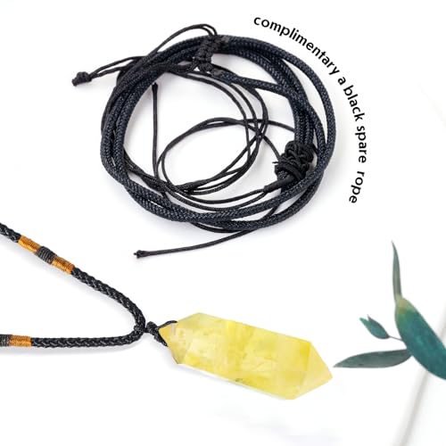 Runyangshi Citrine Healing Crystal Pendants, Double Pointed Natural Crystal Quartz Necklace 6 Faceted Chakra Crystal Wand Stone - color: Citrine