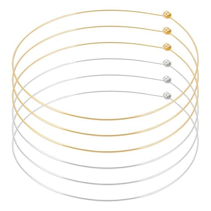 UNICRAFTALE 6Pcs Wire Wrap Collars Necklaces Metal Plain Chocers Collar Necklace Open Choker Necklaces for Women Open Choker Necklace Gifts - color: Gold & Platinum
