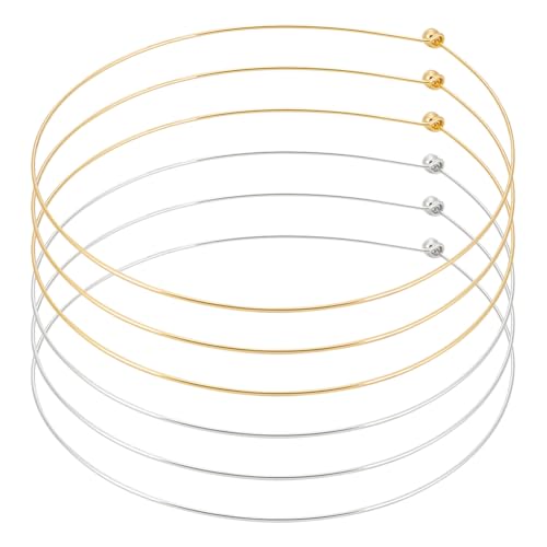 UNICRAFTALE 6Pcs Wire Wrap Collars Necklaces Metal Plain Chocers Collar Necklace Open Choker Necklaces for Women Open Choker Necklace Gifts - color: Gold & Platinum
