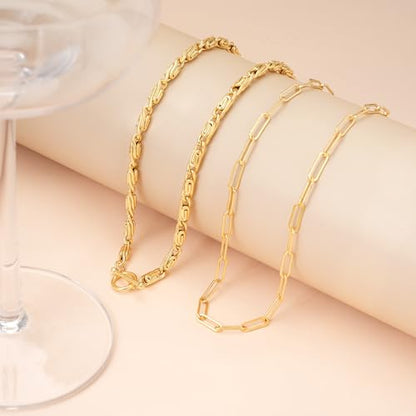 Layered Necklaces for Women 14k Gold Plated Chain Necklace Trendy Dainty Toggle Clasp Chunky Cuban Link Paperclip Chain Jewelry Gift - style: Style 5：Paperclip+Chunky Chain