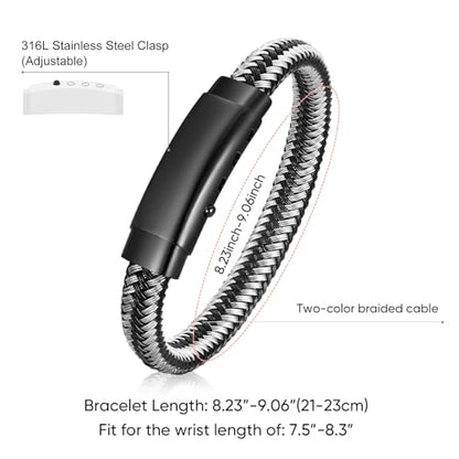 VNOX Men's Inspirational Mantra Engarved Handmade Braided Leather Adjustable Cuff Bangle Bracelet Encouragement Motivational Gift for Men - style: Black-Grey