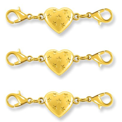 Magnetic Clasp Converter, Heart Design Lobster Clasps for Necklaces and Bracelets, Gold and Silver (3pcs Golden) - color: 3pcs golden
