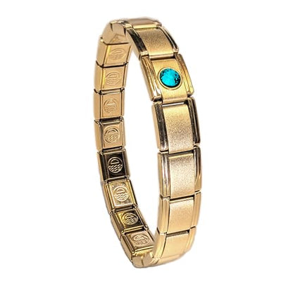 Birthstone Charm Bracelet Jewelry, Italian Modular Family Birthstone Charm Starter Stainless Steel - color: 18 LINKS-GOLD-12-December