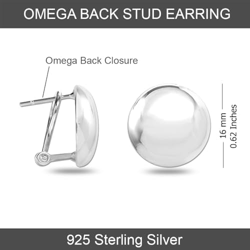 LeCalla 925 Sterling Silver Stud Earrings for Women | Pierced Omega Back Earring | Omega Earrings Jewelry Gift for Her, Wife | Daily Wear & Special Occasion Earring - color: Omega Back 01