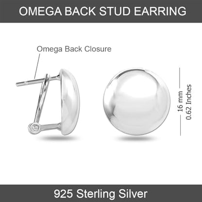 LeCalla 925 Sterling Silver Stud Earrings for Women | Pierced Omega Back Earring | Omega Earrings Jewelry Gift for Her, Wife | Daily Wear & Special Occasion Earring - color: Omega Back 01