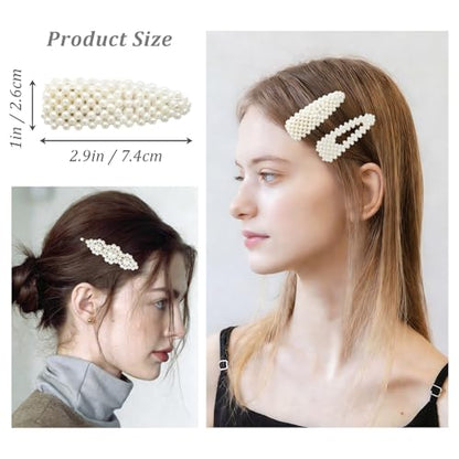10pcs Pearl Hair Clips Large Snap Pins Barrettes for Women Cute Pearl Hair Accessories for Party Wedding Daily Styling