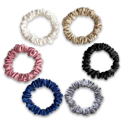 SILVR BEAR Luxury Satin Scrunchies, Satin Hair Ties for Thick, Thin & Curly Hair, Scrunchies for Women, Girls & Men Softer than Silk Hair Ties (Classic Skinny) - color: Classic Skinny