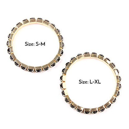 RIAH FASHION Multi Color Stretch Beaded Stackable Bracelets - Layering Bead Strand Statement Wrap Bangles - color: Boho Mix - Black, size: 7.0 Inches Length