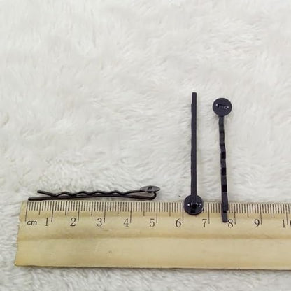 50 Pcs Hair Bobby Pins Hair Clips with Blank Round Tray Hair Pins Hairpin Cabochons Bases Hair Styling Pins for DIY Crafts Hair Accessories（Black）