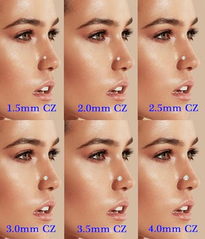 6Pairs 18K Gold Plated Internally Threaded Nose Piercing Studs Stainless Steel Lip Studs CZ Flat Back Stud Earrings Nostril Labret Conch Cartilage Earrings Helix Tragus 6/7/7/8/10/12mm 16G 18G - color: Gold, size: 18G