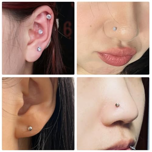 16G Medusa Piercing Jewelry Surgical Steel Labret Jewelry Monroe Lip Rings Different Size Tragus Nail Conch Cartilage Helix Earring Stud Bar Length 6mm 8mm 10mm 12mm - color: Silver 16G Studs Piercing Jewelry