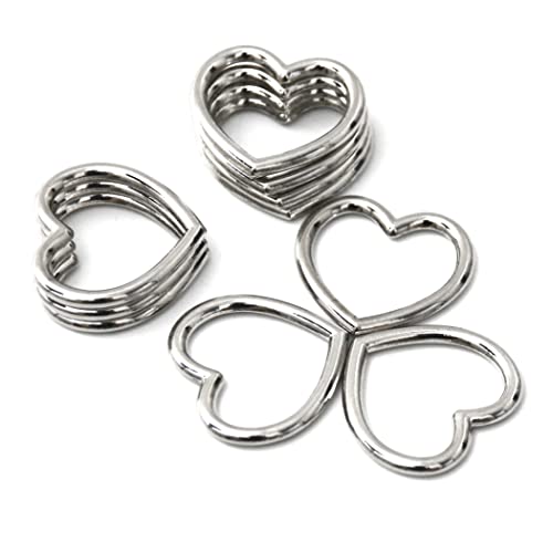Heart Shape Metal Craft Ring Buckle,10 Pieces Heart Shape Hollow, for Punk Leather Choker Necklaces, Gothic Accessory - color: Stainless Steel