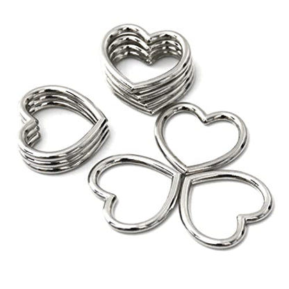 Heart Shape Metal Craft Ring Buckle,10 Pieces Heart Shape Hollow, for Punk Leather Choker Necklaces, Gothic Accessory - color: Stainless Steel