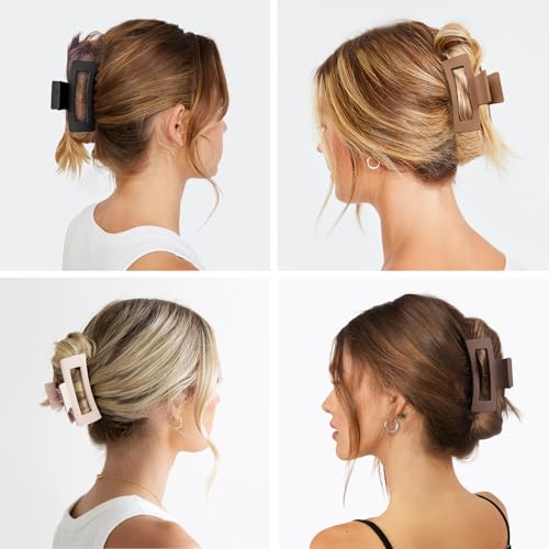 12 Pack Hair Clips for Women, Medium Claw Clips for Thin Thick Hair, Strong Hold Matte Finish – Brown - color: Brown