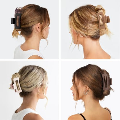 12 Pack Hair Clips for Women, Medium Claw Clips for Thin Thick Hair, Strong Hold Matte Finish – Brown - color: Brown